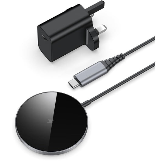 Magnetic Wireless Charger Pad with 20W USB-C PD Adapter, Fast Wireless Phone Charger for MagSafe Charger iPhone 17 16 15 14 13 12 Series, Qi Magnetic Phone Charger Pad for Airpods 3 2 Pro Pro 2