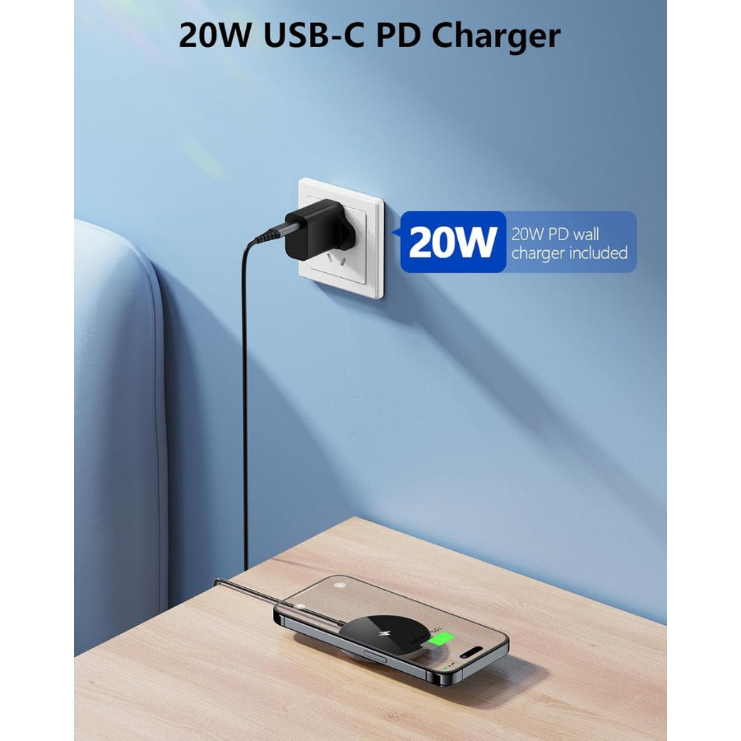 Magnetic Wireless Charger Pad with 20W USB-C PD Adapter, Fast Wireless Phone Charger for MagSafe Charger iPhone 17 16 15 14 13 12 Series, Qi Magnetic Phone Charger Pad for Airpods 3 2 Pro Pro 2