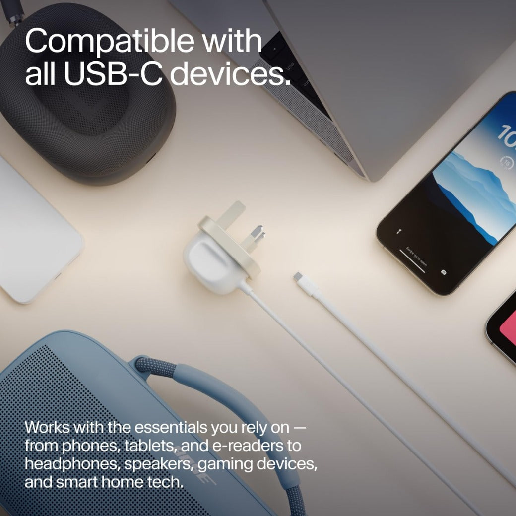 South PowerCord All-in-One 30W USB-C Fast Charger with Universal Compatibility– 4 ft Charging Cable + Wall Adapter Block with USB-C PD 3.0 for iPhone, iPad, Samsung, MacBook Air, and More, Dune