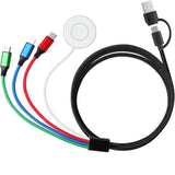 Multi Charger Cable for Apple Watch Charger/iPhone Charger, 4 in 2 Travel Essentials Cord for iWatch Ultra SE 11-1, iPhone 17-13, Android Phone,