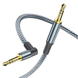 3.5mm to 3.5mm Aux Cable,1.2M Audio Aux Jack Adapter 90 Degree Nylon Braided Male to Male Auxiliary Cord Hi-Fi Lead Stereo Headphone Mini TRS Compatible with Car
