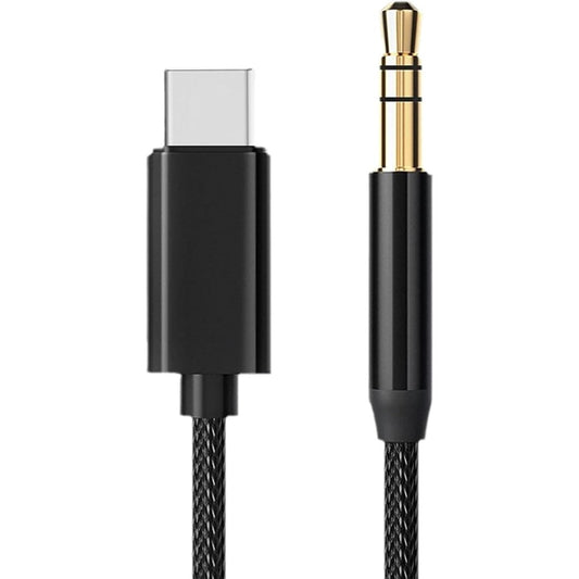 1M Nylon‑Braided USB‑C to 3.5 mm Stereo Audio Cable — Durable AUX Adapter for Ca