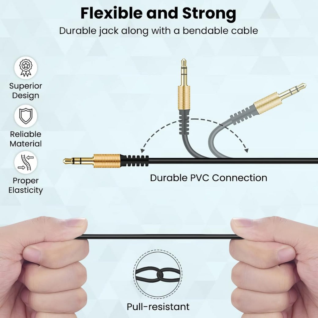 AUX Cable 2M, 3.5mm Right Angle Gold Plated Jack Audio Cable, Male to Male Auxiliary Cord Home Car Stereo Lead Compatible with Headphone MP3 Speaker iPhone iPad Smartphone Tablet PC Laptop