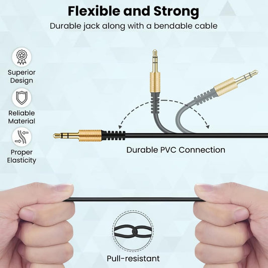 AUX Cable 2M, 3.5mm Right Angle Gold Plated Jack Audio Cable, Male to Male Auxiliary Cord Home Car Stereo Lead Compatible with Headphone MP3 Speaker iPhone iPad Smartphone Tablet PC Laptop