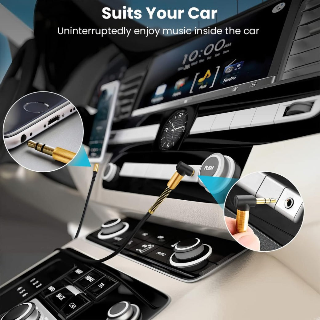 AUX Cable 2M, 3.5mm Right Angle Gold Plated Jack Audio Cable, Male to Male Auxiliary Cord Home Car Stereo Lead Compatible with Headphone MP3 Speaker iPhone iPad Smartphone Tablet PC Laptop