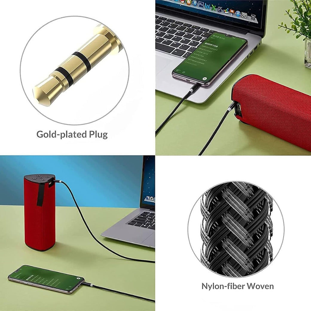 3FT/1M 3.5mm AUX Cable, Nylon Braided Jack Cable for Headphones, Smartphones, iPod, iPad, MP3/MP4, Computer, Car Stereo/Speaker