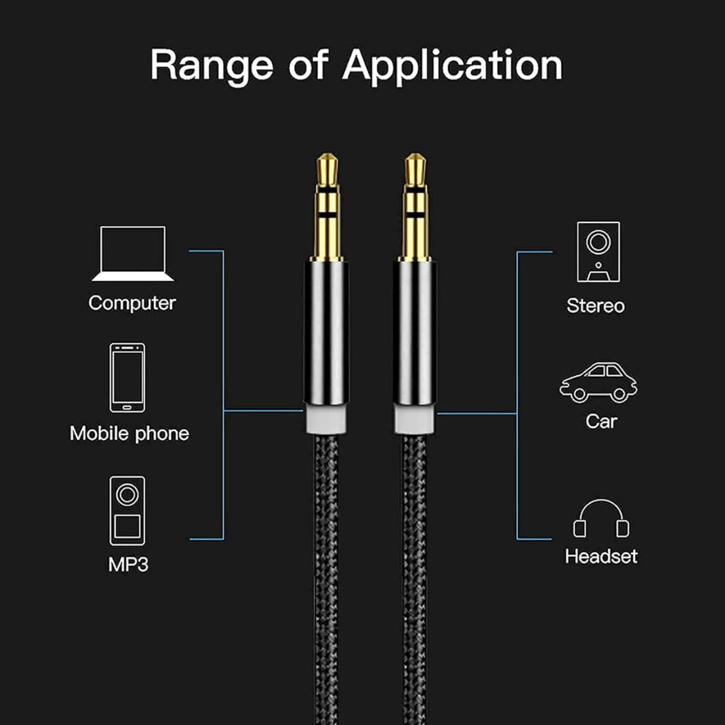 3FT/1M 3.5mm AUX Cable, Nylon Braided Jack Cable for Headphones, Smartphones, iPod, iPad, MP3/MP4, Computer, Car Stereo/Speaker