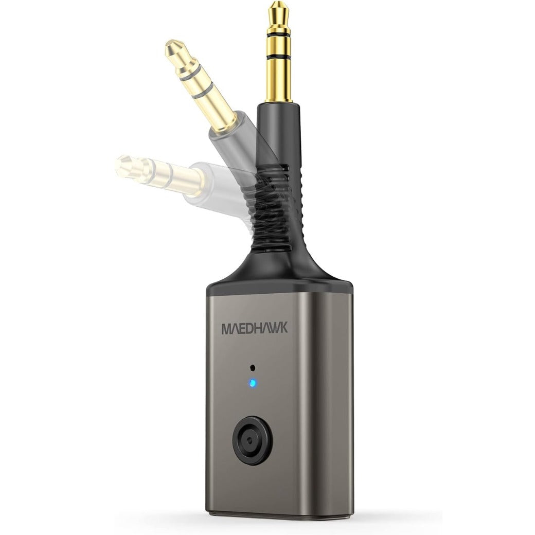 Aux Bluetooth 5.3 Receiver, Car Bluetooth Aux Adapter Rotatable 180° Wireless Audio for Car 3.5mm Jack Music Home Stereo Speaker Headphones (Handsfree Calls, 10H Battery Life