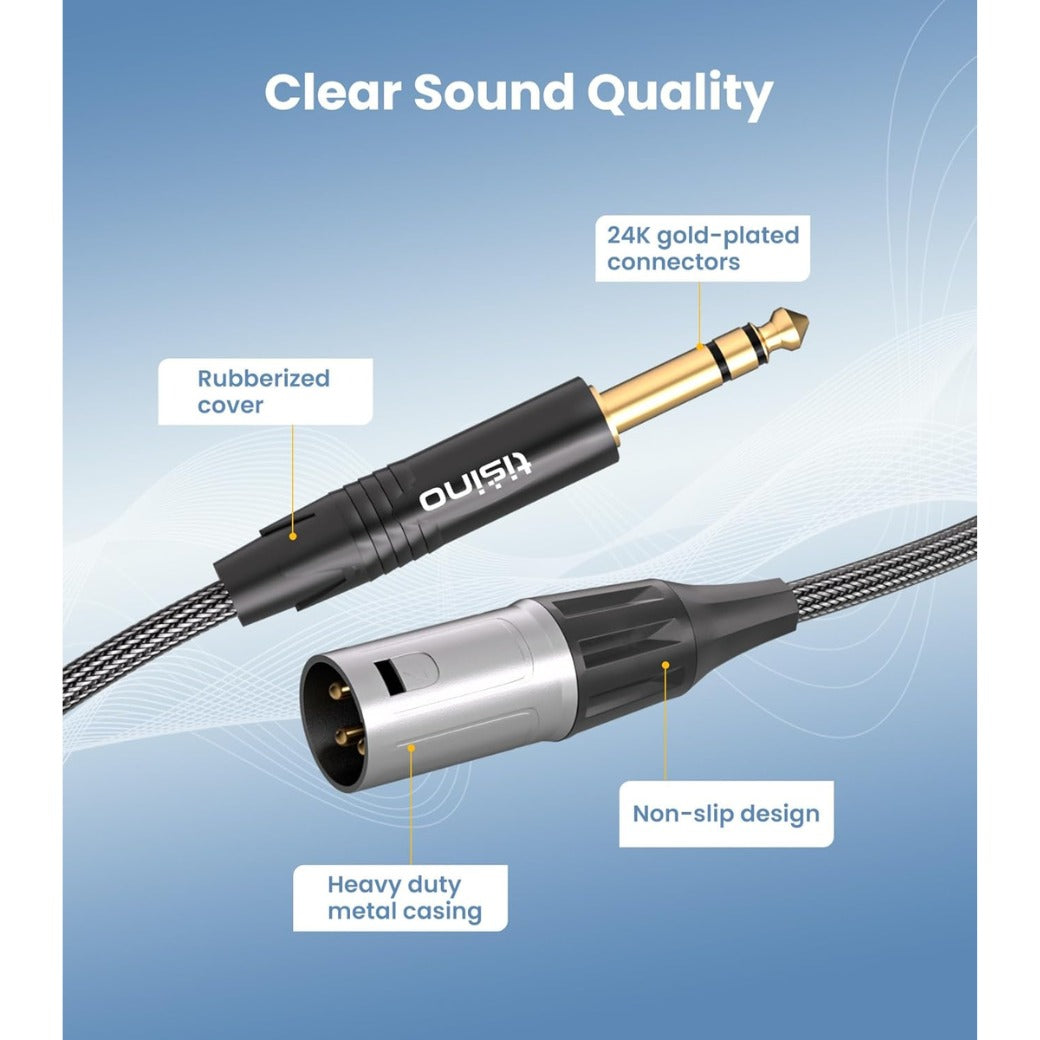 Male XLR to Jack Cable, Balanced 6.35mm TRS to XLR Male Lead for Speakers
