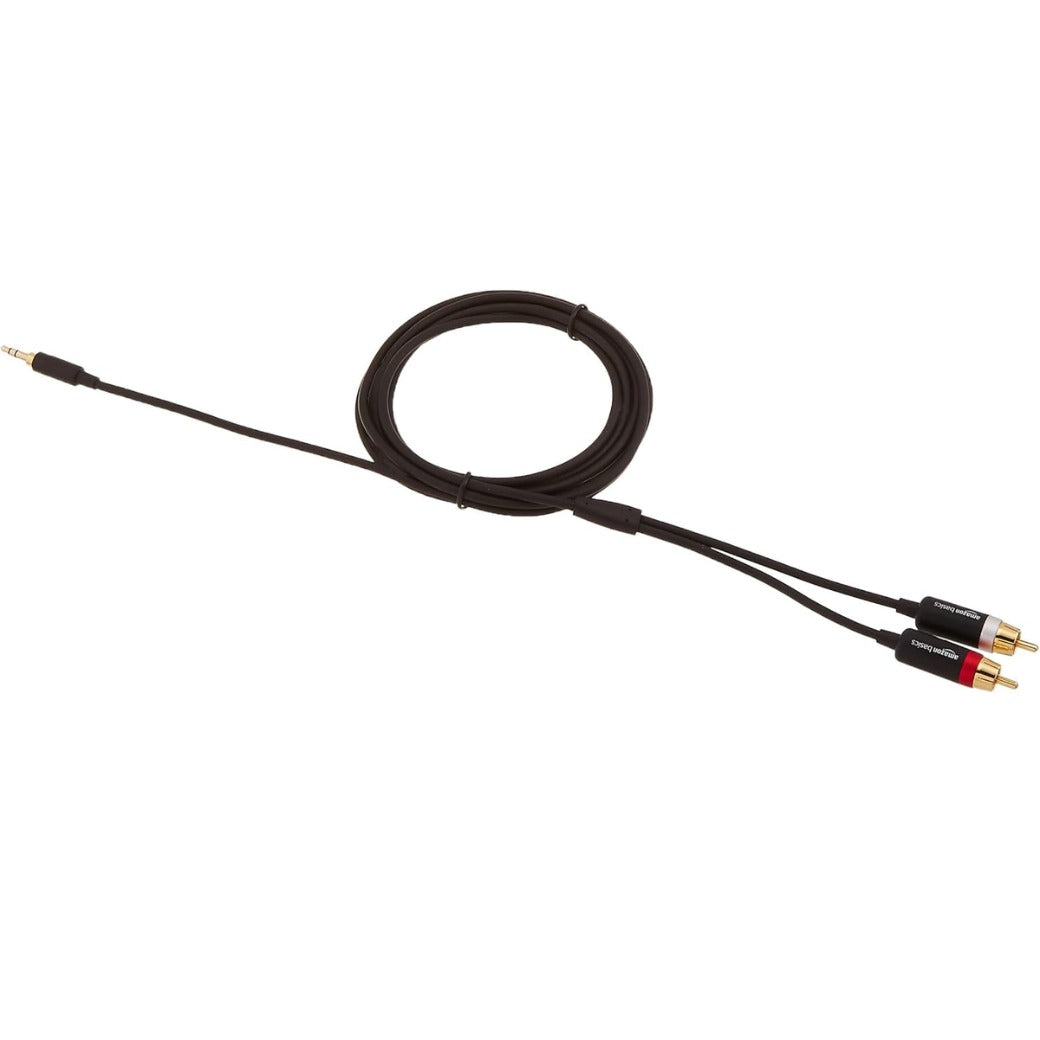Amazon Basics 3.5 Aux to 2 x RCA Adapters, Audio Cable for Amplifiers, Active Speakers with Gold-Plated Plugs