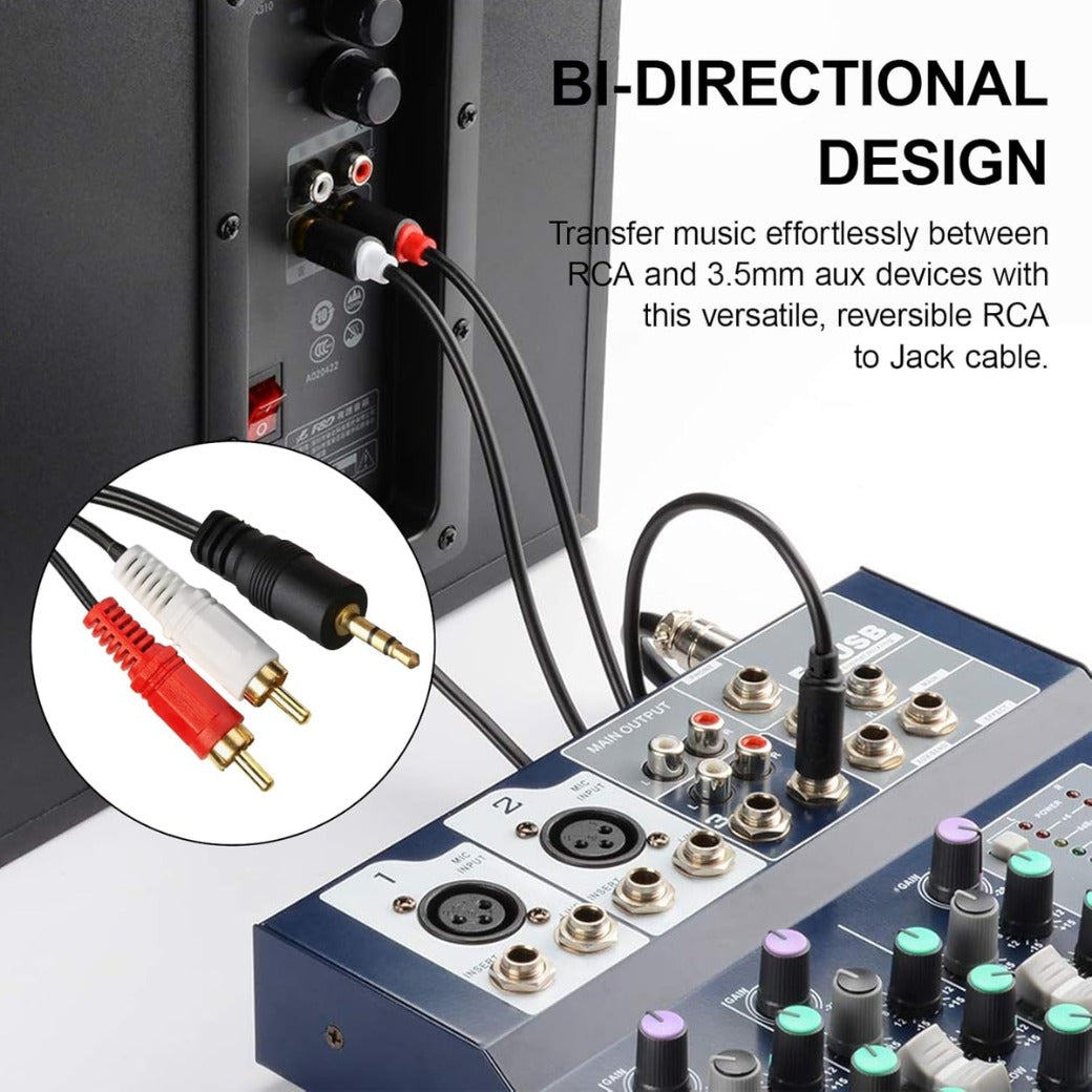 1 pcs 1.5m RCA to 3.5mm Aux Cable - phono to 3.5mm jack-Phono Mini Jack Stereo Lead-Premium Gold-Plated Phono to Jack Adapter