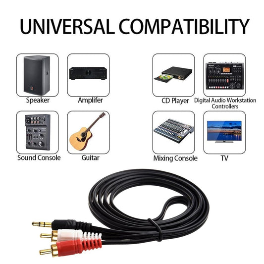 1 pcs 1.5m RCA to 3.5mm Aux Cable - phono to 3.5mm jack-Phono Mini Jack Stereo Lead-Premium Gold-Plated Phono to Jack Adapter