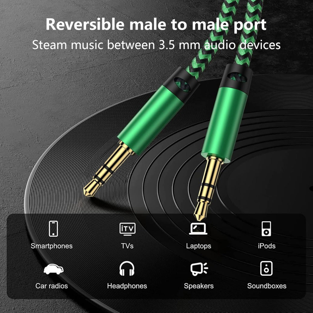 Auxiliary Cable, [3Pack 5FT+5FT+5FT] Stereo Jack Cable Male to Male Aux Lead 3.5mm Aux to Aux Cable TRS Cord Car Headphone iPhone iPad Samsung MP3 Smartphone Tablet Home Speaker PC Soundbox