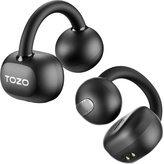 TOZO OpenEarRing Open Ear Headphones, Clip On Earphones, Lightweight Comfort, Wireless Open Ear Earbuds with Smart Digital Display, 40H Playtime, IPX5 Waterproof, Bluetooth 5.4, Custom EQ via App