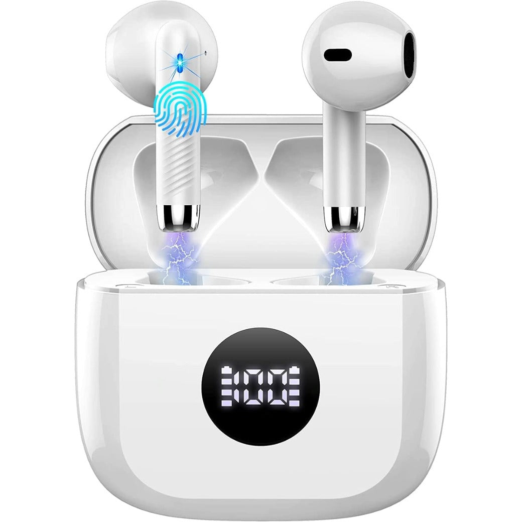 Wireless Earbuds, Bluetooth 5.4 Headphones in Ear with 4 ENC Noise Cancelling Mic, Bluetooth Earbuds 40Hrs Playtime, HiFi Stereo Deep Bass Wireless Earphones, IP7 Waterproof USB-C Fast Charge White