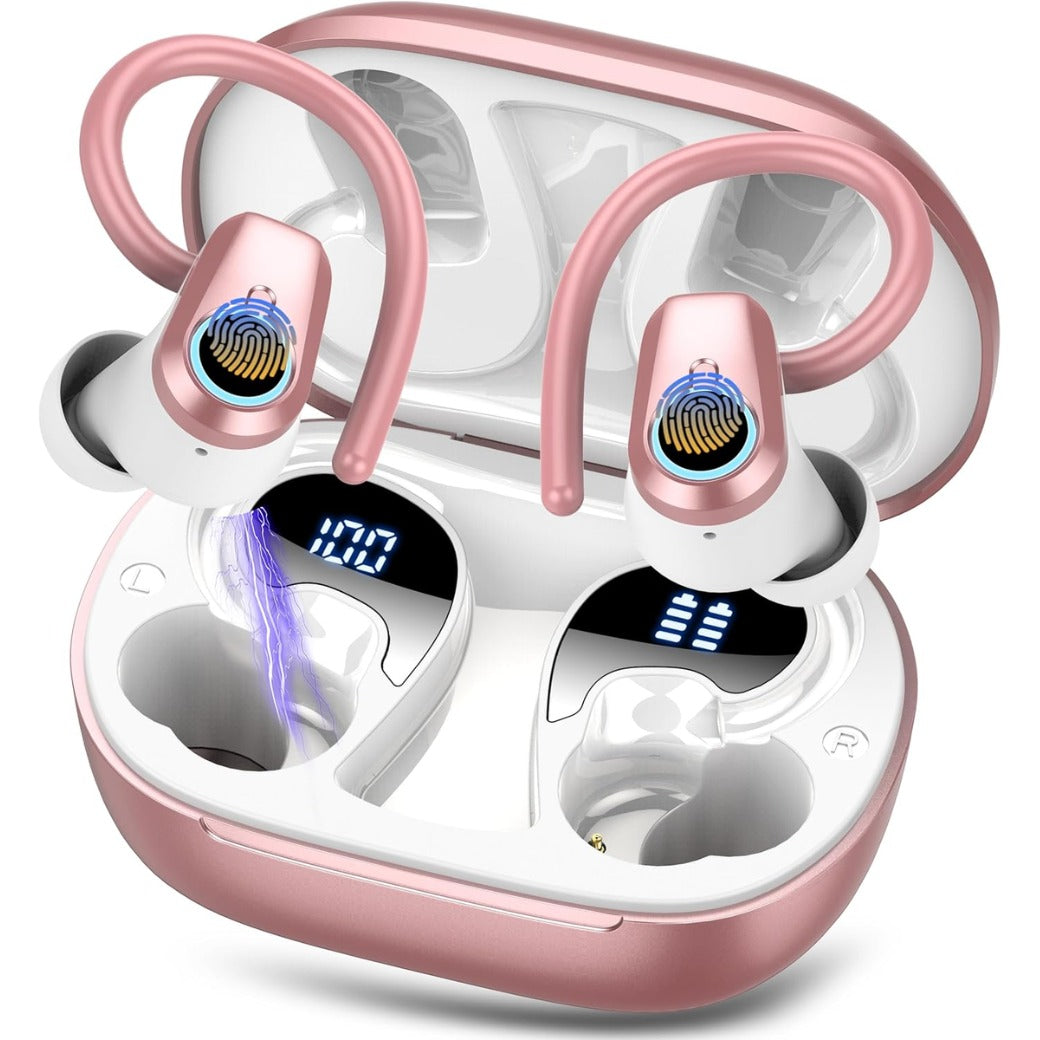 Wireless Earbuds, Bluetooth 5.3 Headphones with 4 ENC Noise Canceling Mic, 50H Stereo Dual LED Display Ear Buds