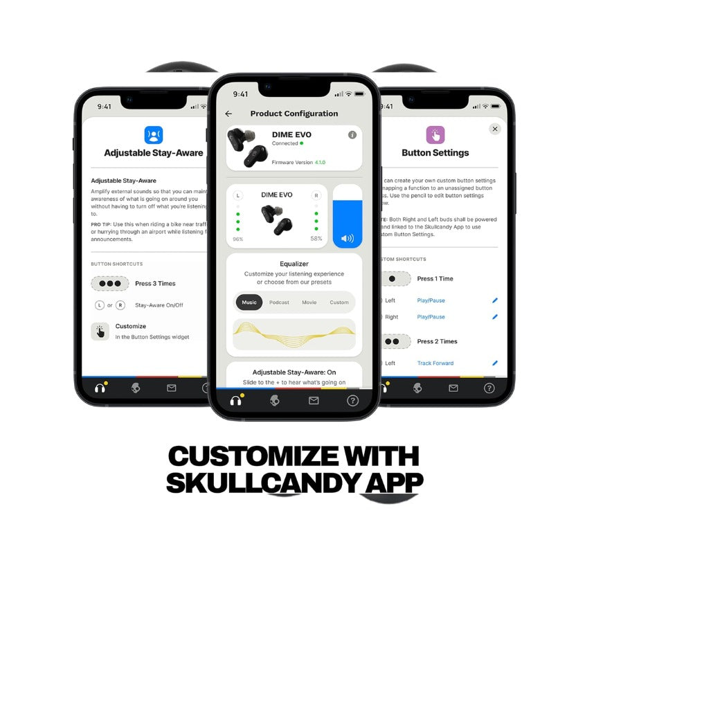 Skullcandy Dime Evo Wireless Earbuds, Bluetooth Headphones, Noise Isolating Fit, Up to 36 Hours Battery, Microphone for iPhone Android