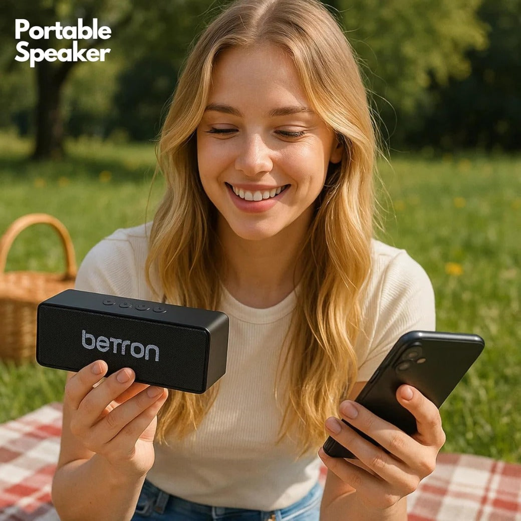 Betron D51 Bluetooth Speaker, Portable Wireless Mini Speaker with 10W Output, AUX Input, Compact Travel Size Stereo Sound for iPhone, Indoor and Outdoor Use