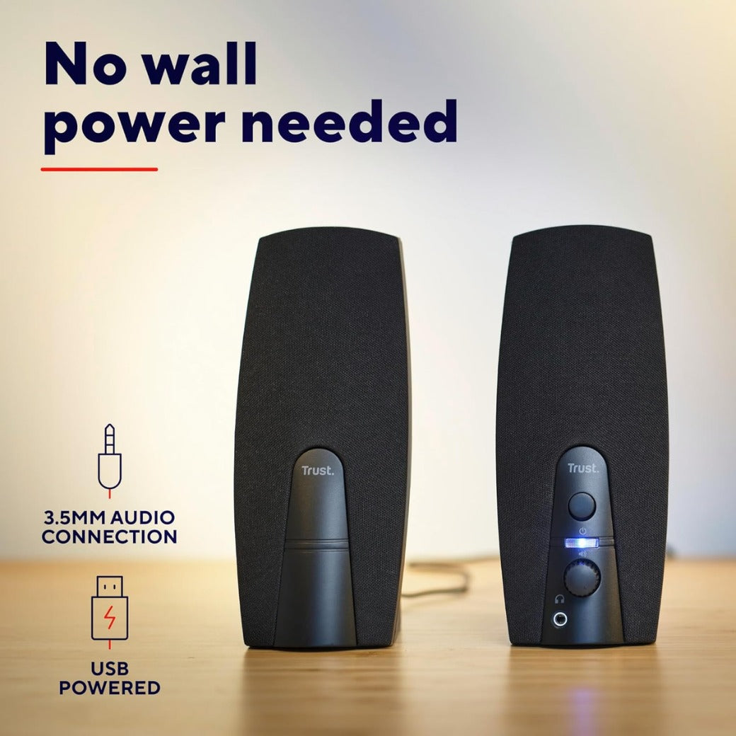 Trust Almo 2.0 PC Speaker Set, 10 W Peak Power, USB Powered Sound System, 3.5 mm Audio Connection, Speakers with Clear Sound for Computer, Laptop