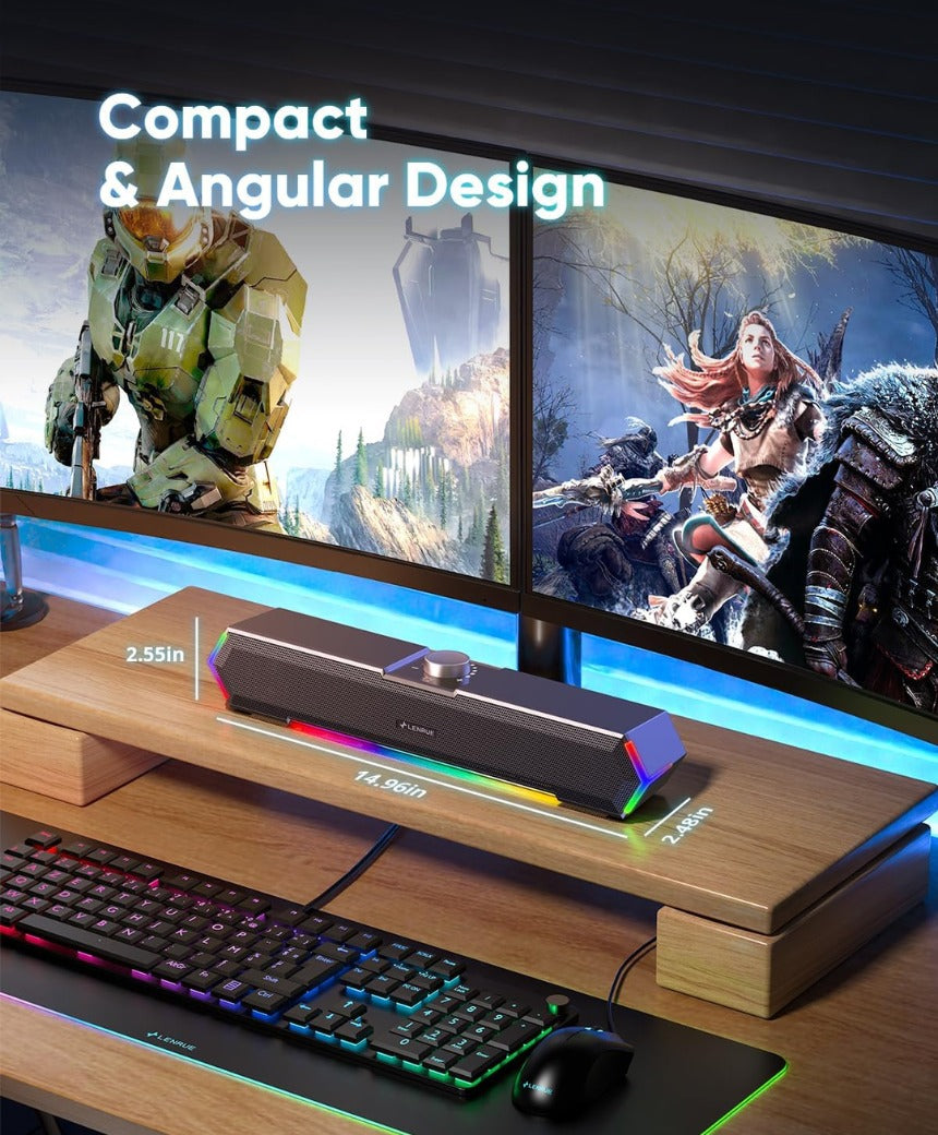 LENRUE G11 PC Speakers for Desktop, Touch Lights Computer Speakers with Surge Clear Sound, USB C/USB Powered for Computer Desktop PC Laptop Monitor