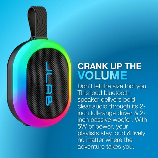 Pop Party Ultra-Portable Small Bluetooth Speaker with 8H+ Playtime - 5W Wireless Outdoor Travel Speaker with RGB Lights & Bold Audio, IP55 Water Resistant Mini Speakers