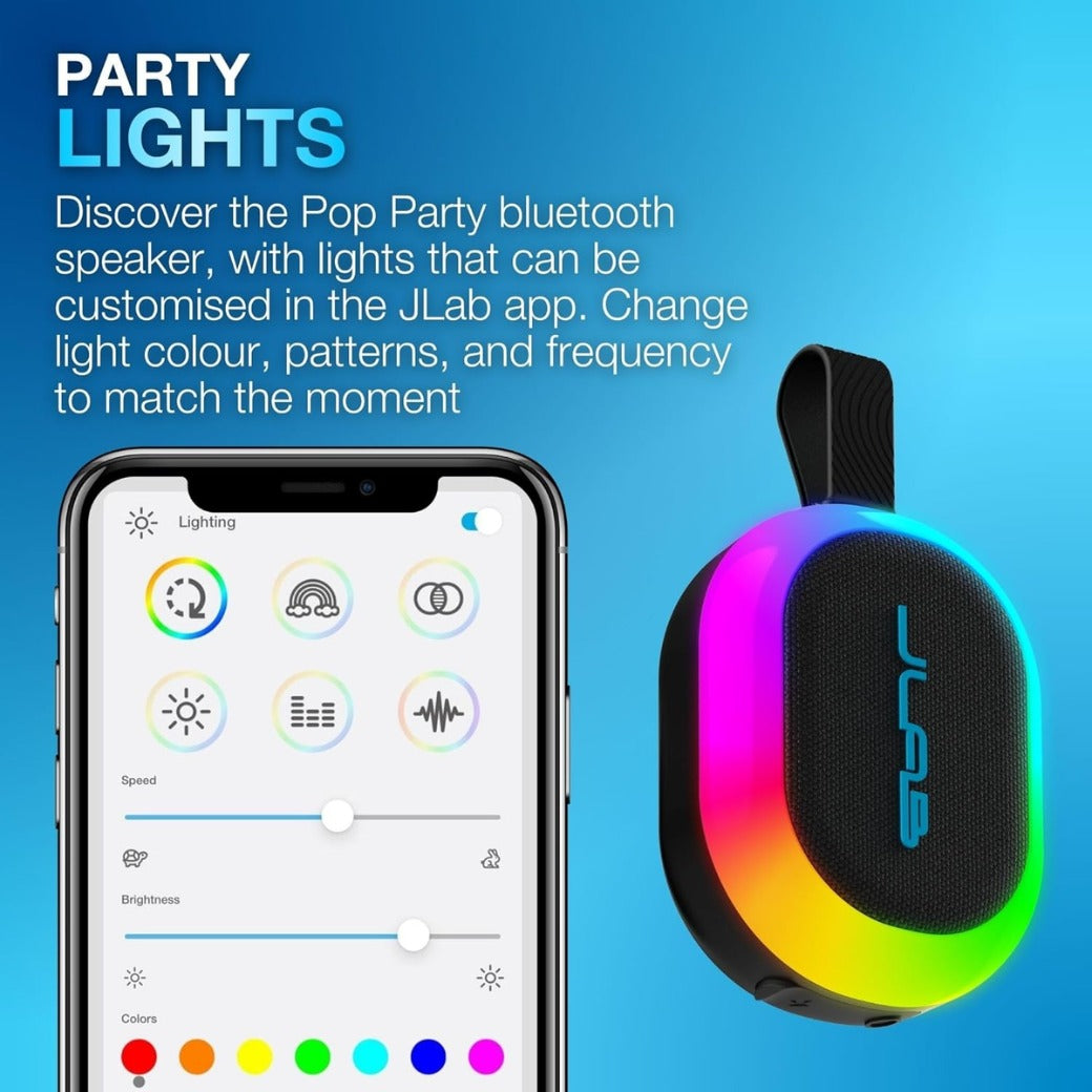 Pop Party Ultra-Portable Small Bluetooth Speaker with 8H+ Playtime - 5W Wireless Outdoor Travel Speaker with RGB Lights & Bold Audio, IP55 Water Resistant Mini Speakers