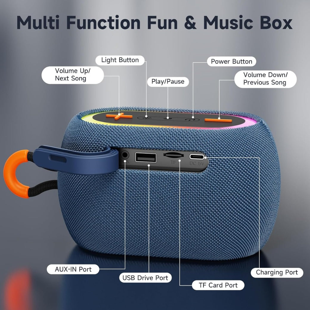 JYX Portable Bluetooth Speaker with 360° Stereo Sound, Bluetooth 5.3, 24H Playtime, TWS Pairing, RGB Lights, Waterproof Design - Perfect for Travel, Parties, Sports, Indoors & Outdoors