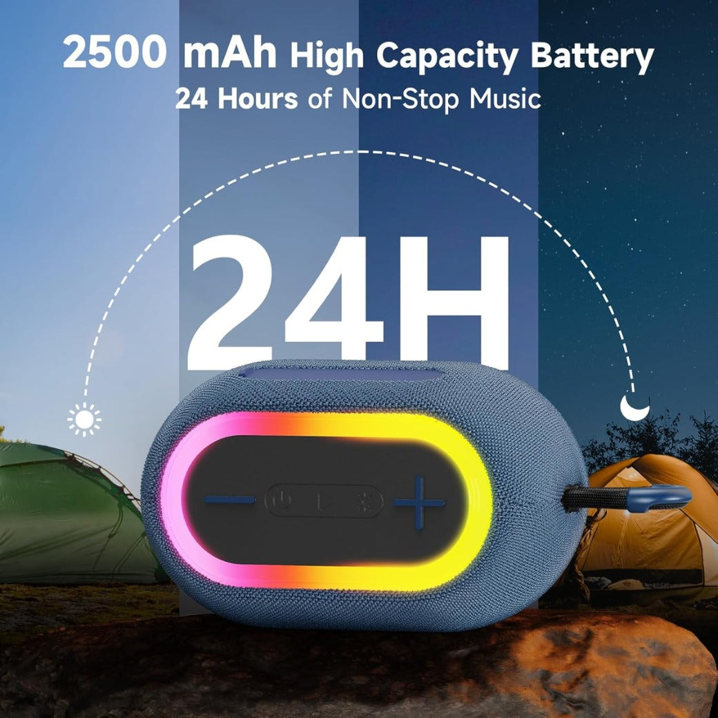 JYX Portable Bluetooth Speaker with 360° Stereo Sound, Bluetooth 5.3, 24H Playtime, TWS Pairing, RGB Lights, Waterproof Design - Perfect for Travel, Parties, Sports, Indoors & Outdoors
