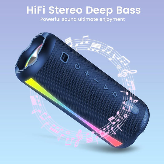 Speakers Wireless Bluetooth, Bluetooth Speaker 5.4 with 7 RGB Lights, 20H Playtime with Deep Bass, IPX7 Waterproof, TWS Wireless Pairing, 3600mAh Battery