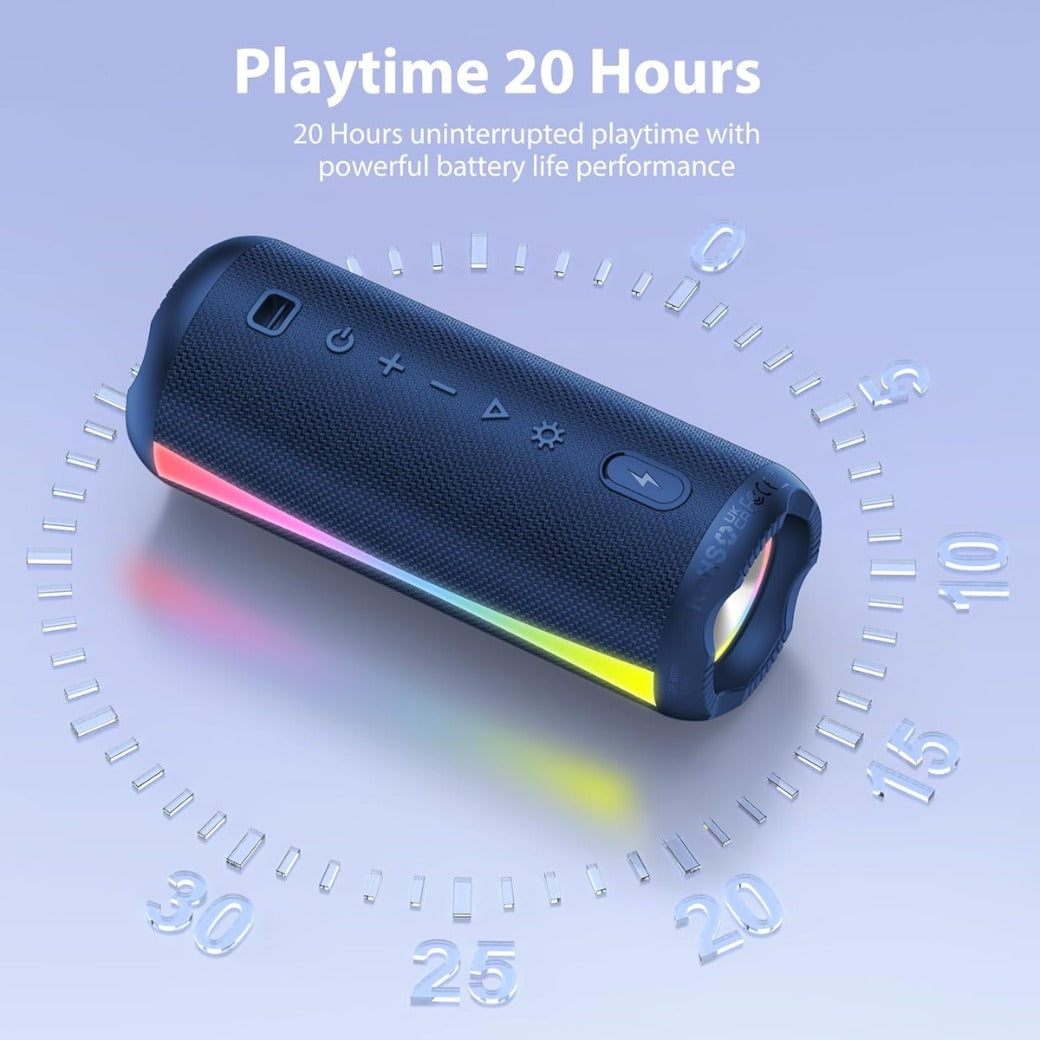 Speakers Wireless Bluetooth, Bluetooth Speaker 5.4 with 7 RGB Lights, 20H Playtime with Deep Bass, IPX7 Waterproof, TWS Wireless Pairing, 3600mAh Battery