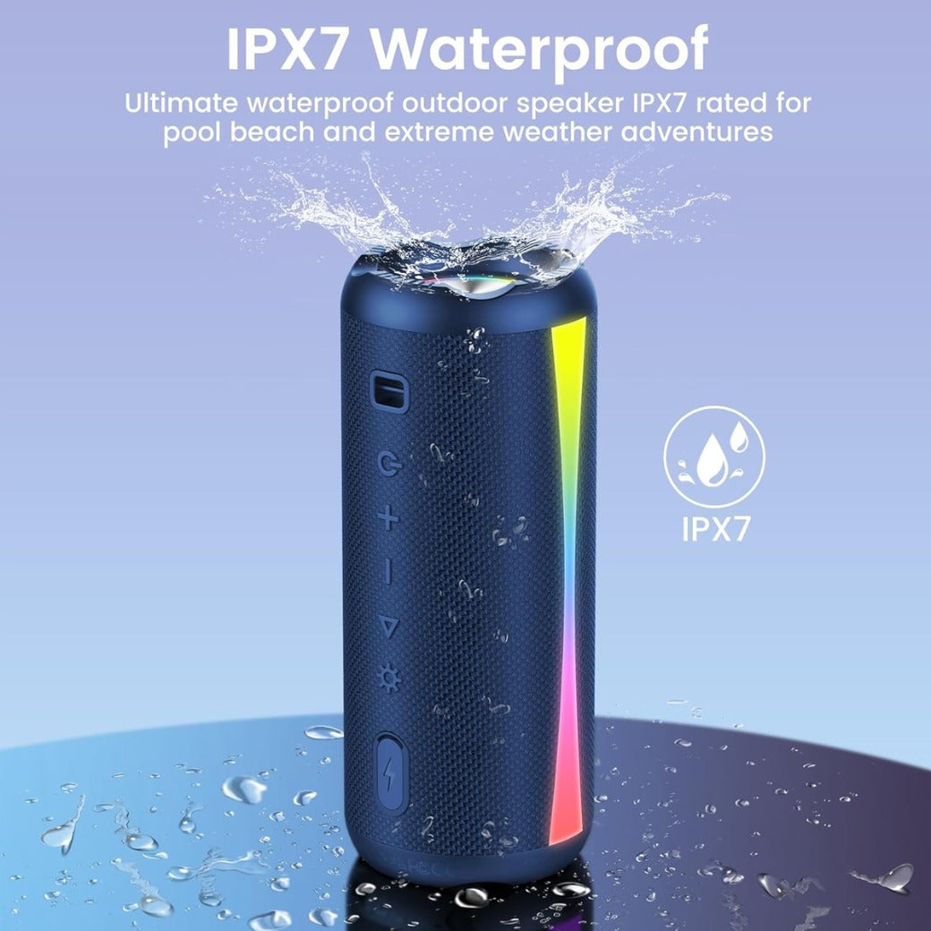 Speakers Wireless Bluetooth, Bluetooth Speaker 5.4 with 7 RGB Lights, 20H Playtime with Deep Bass, IPX7 Waterproof, TWS Wireless Pairing, 3600mAh Battery