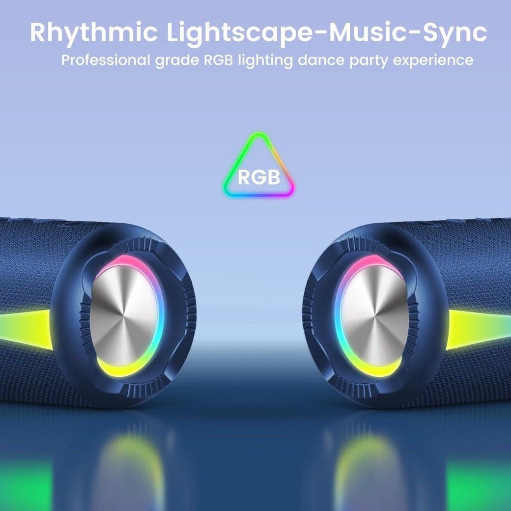 Speakers Wireless Bluetooth, Bluetooth Speaker 5.4 with 7 RGB Lights, 20H Playtime with Deep Bass, IPX7 Waterproof, TWS Wireless Pairing, 3600mAh Battery