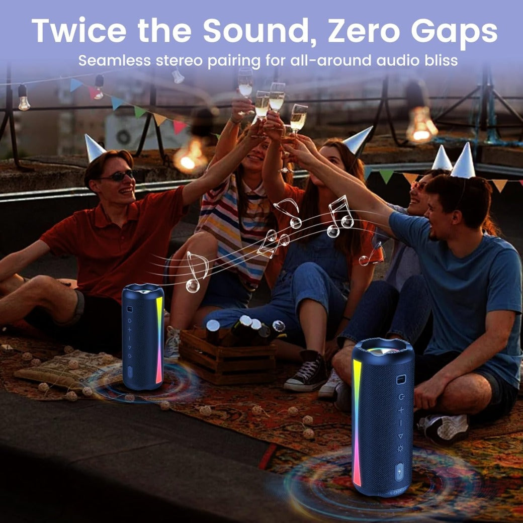 Speakers Wireless Bluetooth, Bluetooth Speaker 5.4 with 7 RGB Lights, 20H Playtime with Deep Bass, IPX7 Waterproof, TWS Wireless Pairing, 3600mAh Battery