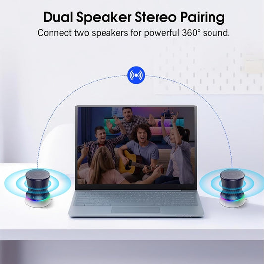 Bluetooth Shower Speaker, Portable Bluetooth 5.3 Speaker, HIFI Stereo Sound, Built-in Mic, Dynamic Lights, IPX7 Waterproof Wireless Speakers with Suction Cup for Bathroom/Party/Beach/Gift, Blue