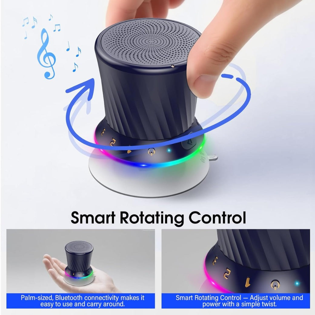 Bluetooth Shower Speaker, Portable Bluetooth 5.3 Speaker, HIFI Stereo Sound, Built-in Mic, Dynamic Lights, IPX7 Waterproof Wireless Speakers with Suction Cup for Bathroom/Party/Beach/Gift, Blue