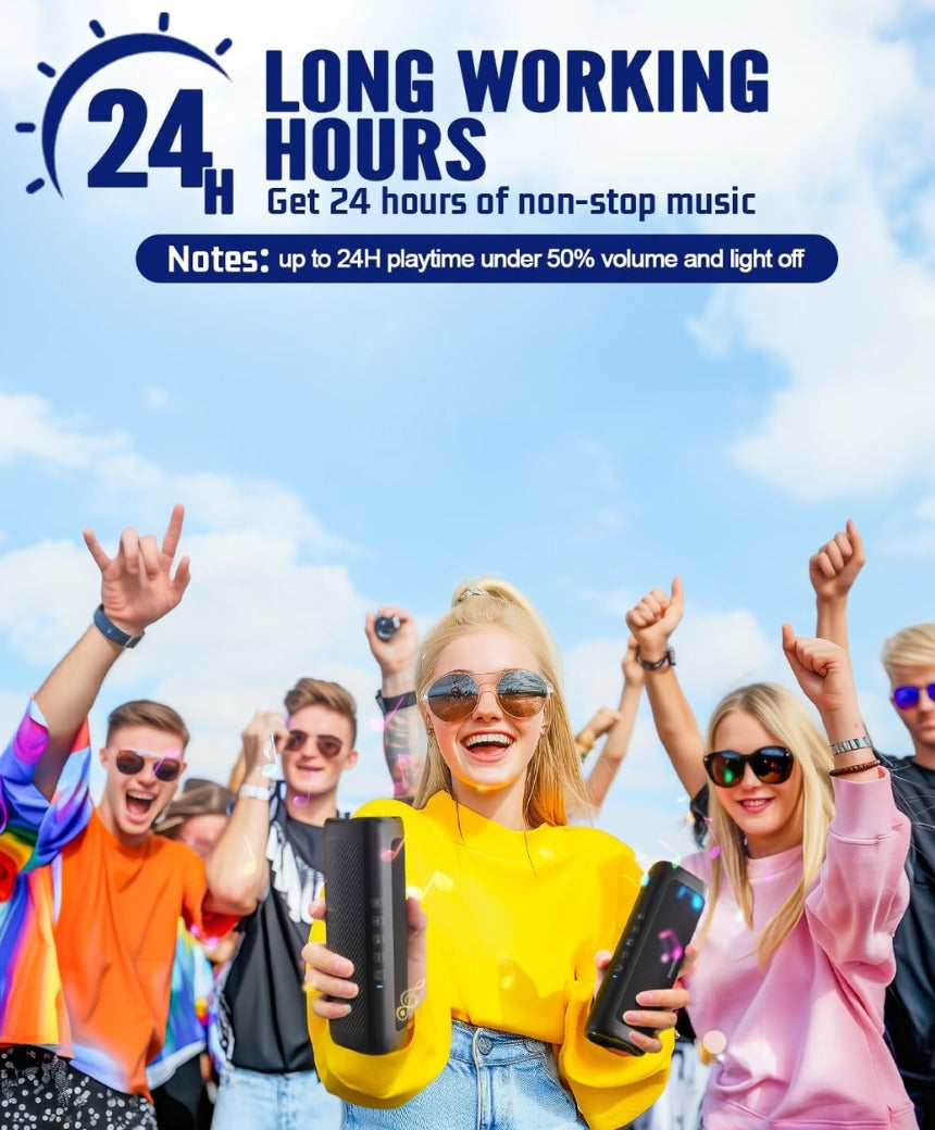 30W Bluetooth Speaker, Bluetooth 5.4 Speakers Wireless Bluetooth with RGB Lights, Louder Volume & Enhanced Bass, IP7 Waterproof, 24H Play, 30M Range for Home Party Camping Travel, Gift Ideas