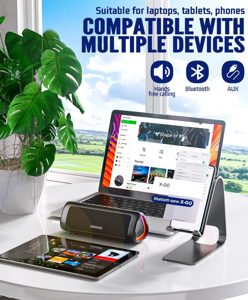 30W Bluetooth Speaker, Bluetooth 5.4 Speakers Wireless Bluetooth with RGB Lights, Louder Volume & Enhanced Bass, IP7 Waterproof, 24H Play, 30M Range for Home Party Camping Travel, Gift Ideas