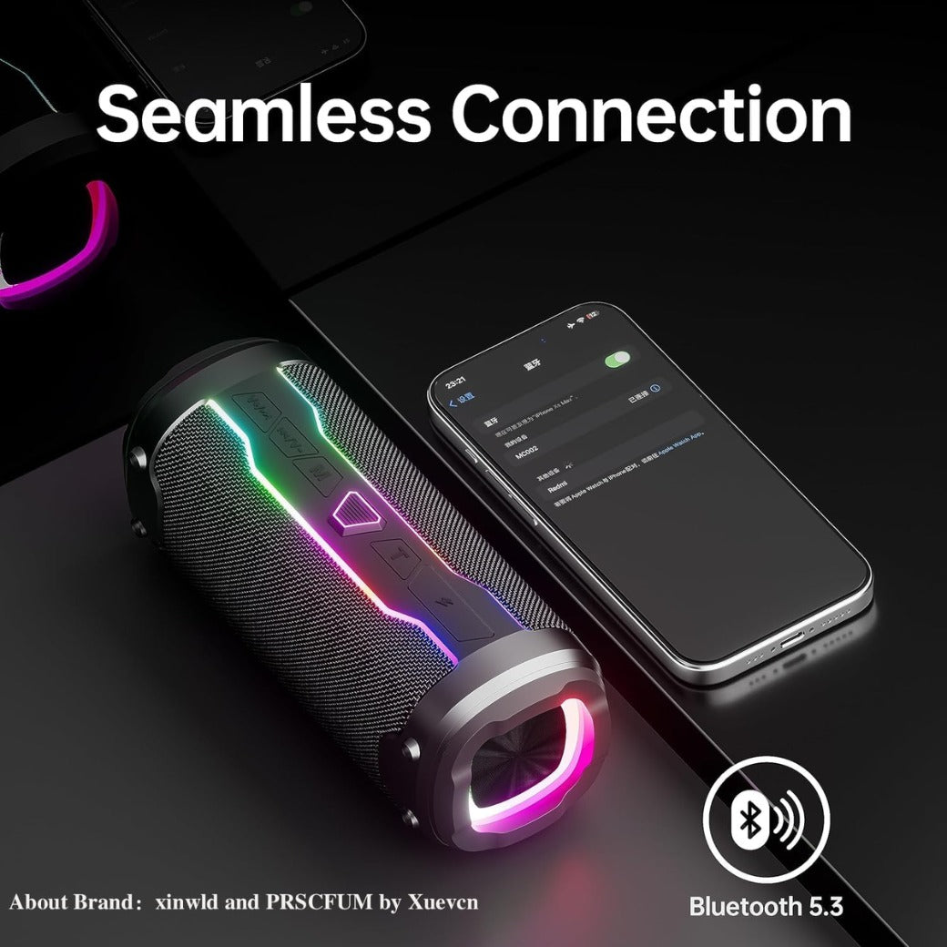 Portable Bluetooth Speaker with Loud Stereo Sound, Bluetooth 5.4 Speaker Wireless with RGB Lights