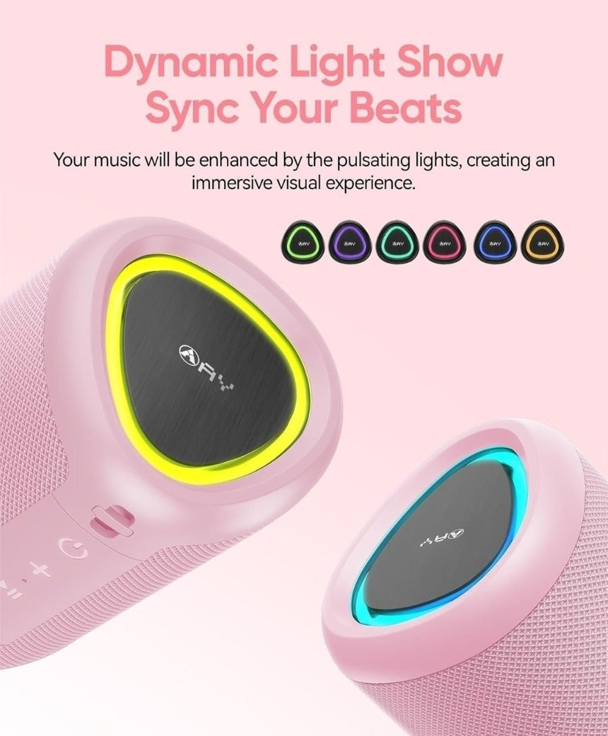 AY Portable Bluetooth Speaker with Lights, Powerful Crystal Clear Sound, IPX5 Waterproof, All Day Playtime, AUX&TF-Card Input, Bluetooth 5.3