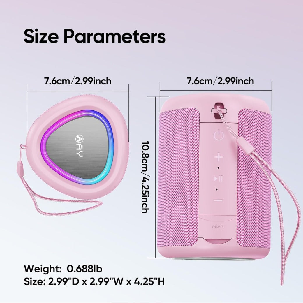 AY Portable Bluetooth Speaker with Lights, Powerful Crystal Clear Sound, IPX5 Waterproof, All Day Playtime, AUX&TF-Card Input, Bluetooth 5.3