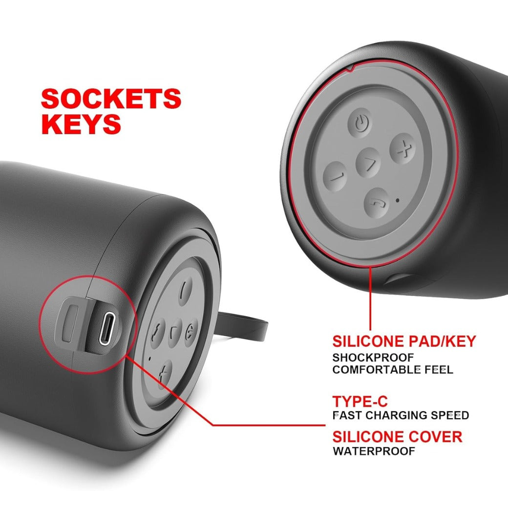 Portable Wireless Bluetooth Speaker, Mini Bluetooth 5.0 Speakers Outdoor Speaker with HD Stereo HiFi Bass, 1200mAh Battery, 24 Hour Playtime, IPX4 Waterproof Speaker for Shower, Travel, Sport