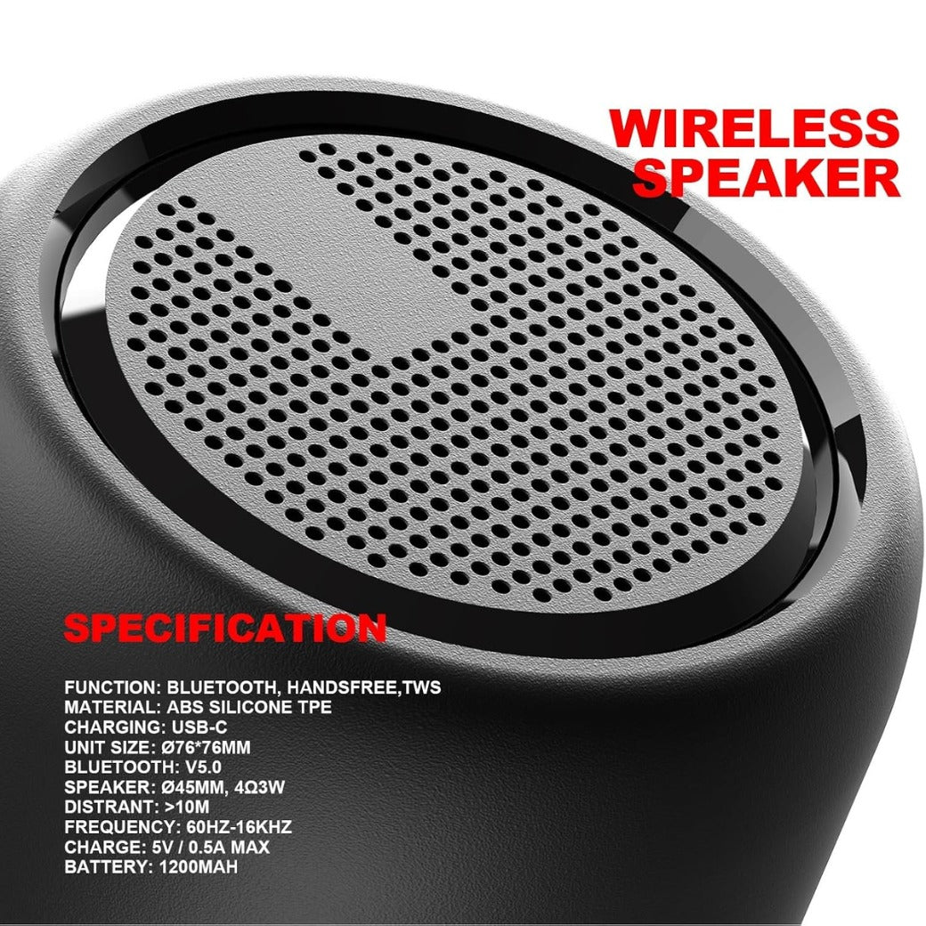 Portable Wireless Bluetooth Speaker, Mini Bluetooth 5.0 Speakers Outdoor Speaker with HD Stereo HiFi Bass, 1200mAh Battery, 24 Hour Playtime, IPX4 Waterproof Speaker for Shower, Travel, Sport