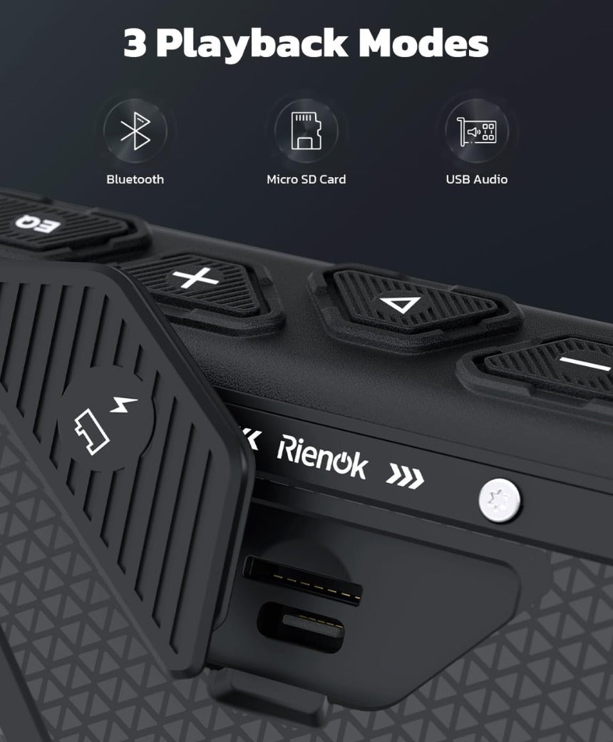 RIENOK S11 Bluetooth Speaker 30W Wireless Portable IPX7 Waterproof Speaker with 3 EQ Modes USB Audio Mode 24H Playtime Bluetooth 5.3 TF Card Up to 32G Speakers for Home Garden Party Camping Travel