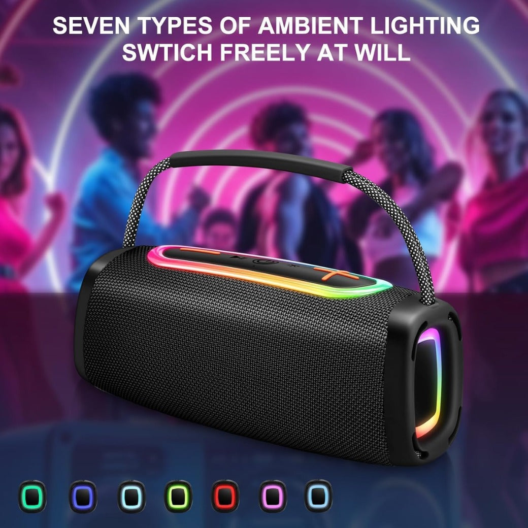 Bluetooth Speaker, 6000mah Portable Speaker with 36 Hour Playtime, Speakers Wireless Bluetooth 5.4 with Louder Volume & Enhanced Bass, Stereo Sound , Built-In Mic, Led Light for Outdoor/Party/Gifts