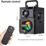 Portable Bluetooth Speakers with Subwoofer Wireless Stereo Sound Rich Bass, Outdoor Party Speaker Support Remote Control FM Radio LED Lights for Home, Travel, Camping