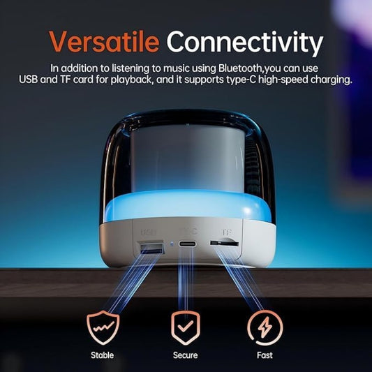 Portable Bluetooth Speaker, New Wireless Speaker Bluetooth 5.3 with RGB LED Light, Dual Pairing, HiFi Stereo Sound, TF Card Support, Mini Portable Speakers for Travel, Outdoor, Party, Beach, White
