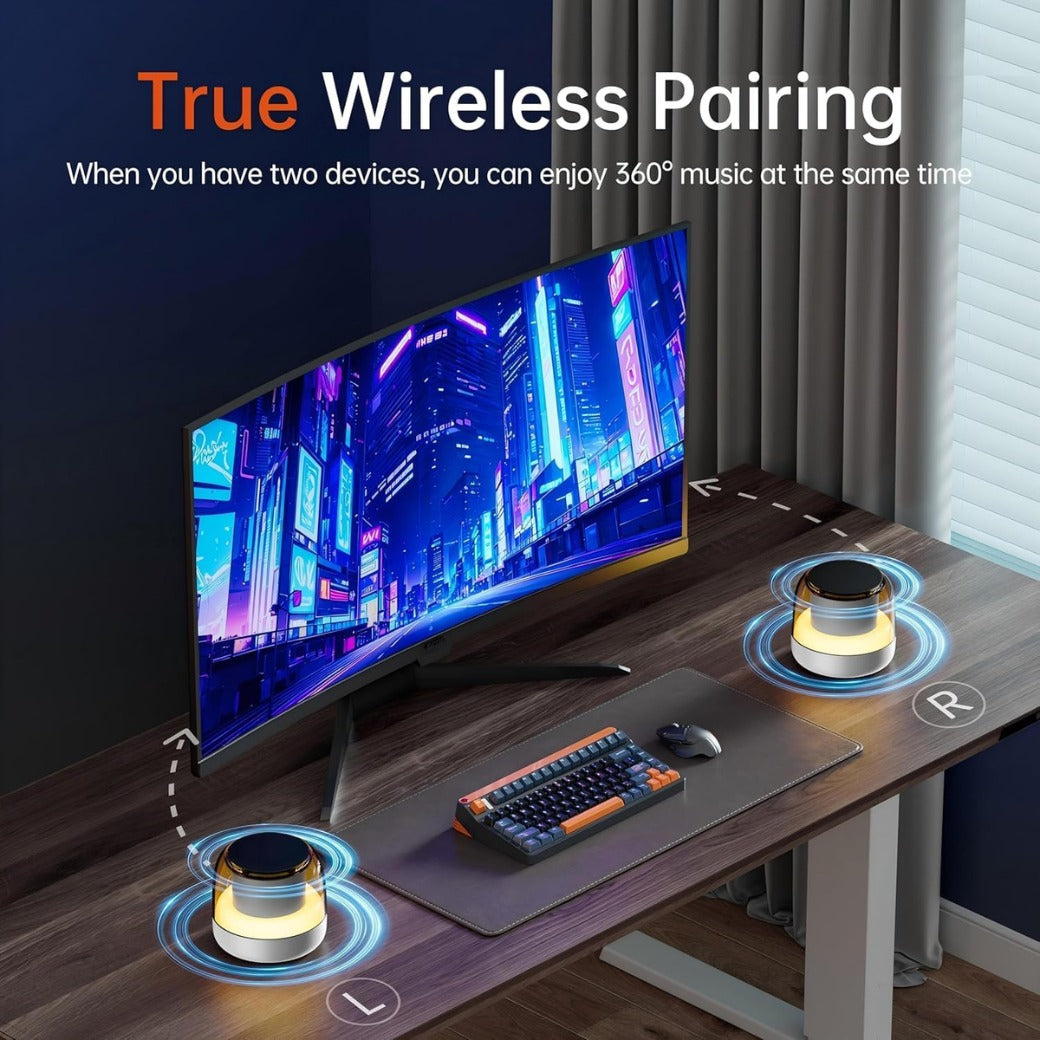 Portable Bluetooth Speaker, New Wireless Speaker Bluetooth 5.3 with RGB LED Light, Dual Pairing, HiFi Stereo Sound, TF Card Support, Mini Portable Speakers for Travel, Outdoor, Party, Beach, White