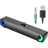 USB Computer Speaker, RGB Desktop Soundbar, Wired Sound Bar with Standard 3.5mm AUX jack and USB Interface, PC Speakers for Desktop, Laptop, MP4, Plug and Play
