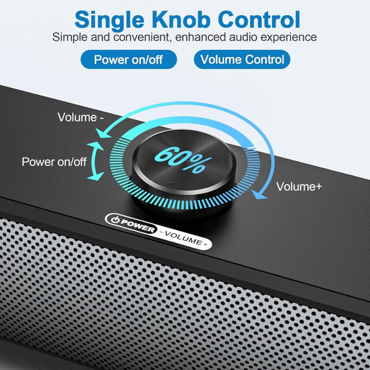 USB Computer Speaker, RGB Desktop Soundbar, Wired Sound Bar with Standard 3.5mm AUX jack and USB Interface, PC Speakers for Desktop, Laptop, MP4, Plug and Play