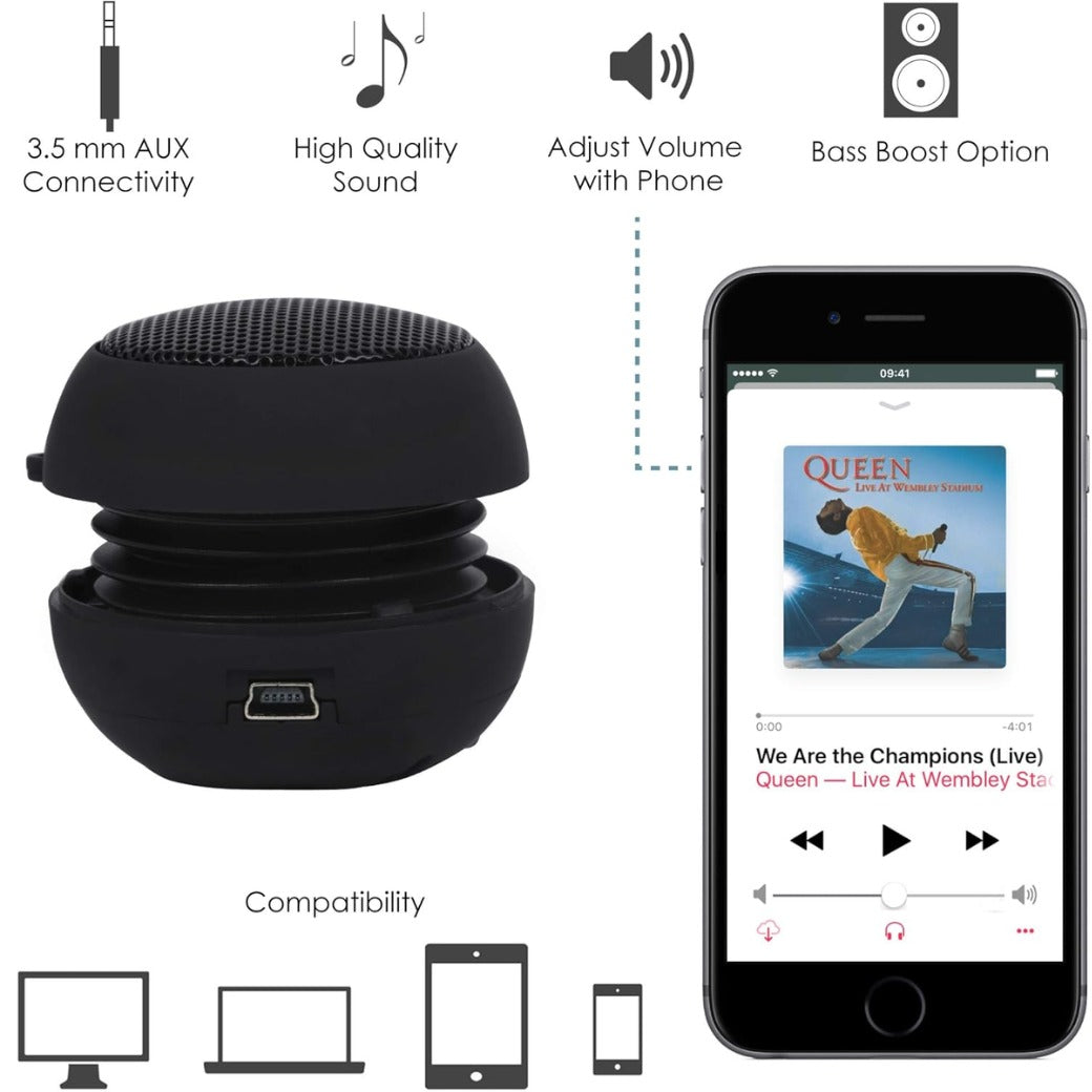 TRIXES Mini Portable Rechargeable Travel Aux Speaker Wired 3.5mm Headphone Jack